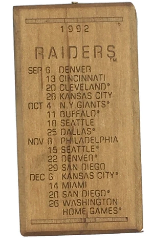 Rare 1992 Vintage Los Angeles Raiders Double Sided Real Wood Engraved Key Chain Cover