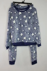 Girls Sleep & Co. Plush Top and Pant Pajama Set Blue Stars Size Medium - Picture 1 of 1