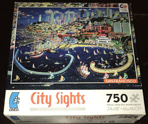 Ceaco 750 Piece Jigsaw Puzzle City Sights San Francisco Art Bay SF Boat Bridge