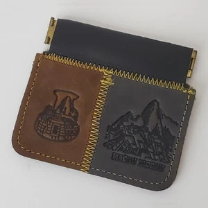 PERUVIAN GENUINE LEATHER PURSE COINS MEN'S WOMEN'S EMBOSSED LOGO DESIGN WALLET - Picture 1 of 2