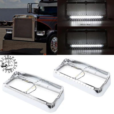 Pair Headlight Bezels For Freightliner FLD120 Western Star 4900 Left&Right Side - Image 1 of 4