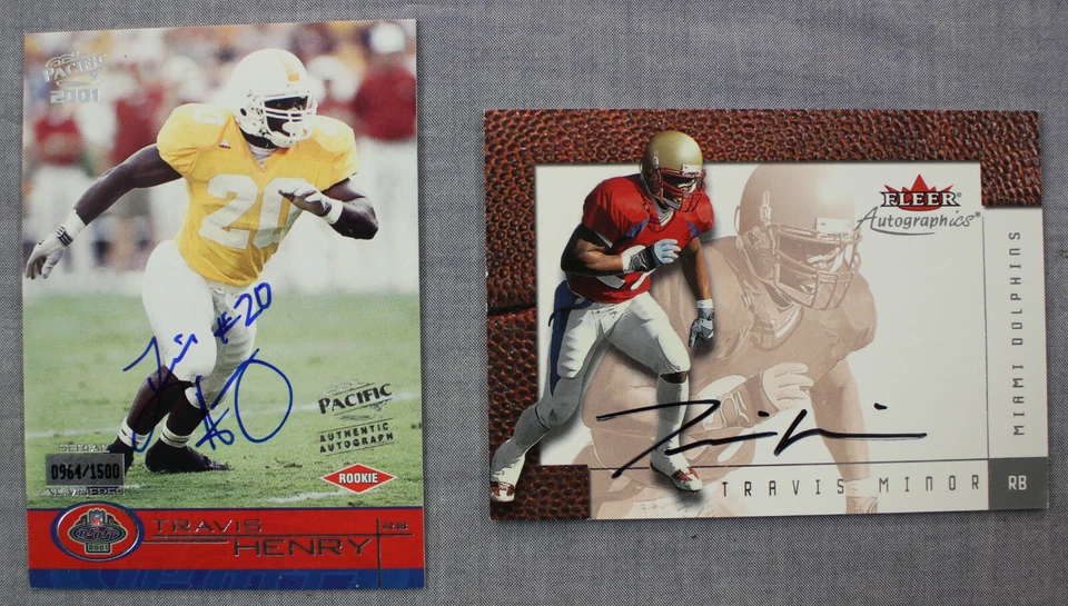 (2) Autógrafo Travis Minor Florida State Miami 2001 Fleer & Pacific Rookie Foto 1 de 4