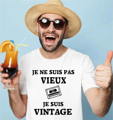 TONTON BEN T-shirt homme humoristique. Je suis pas vieux je suis vintage.