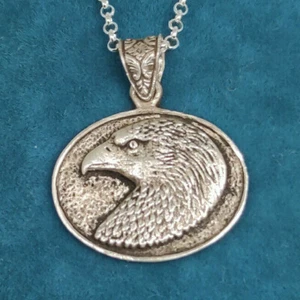 925 Silver Handmade Eagle Head Necklace - Imagen 1 de 2