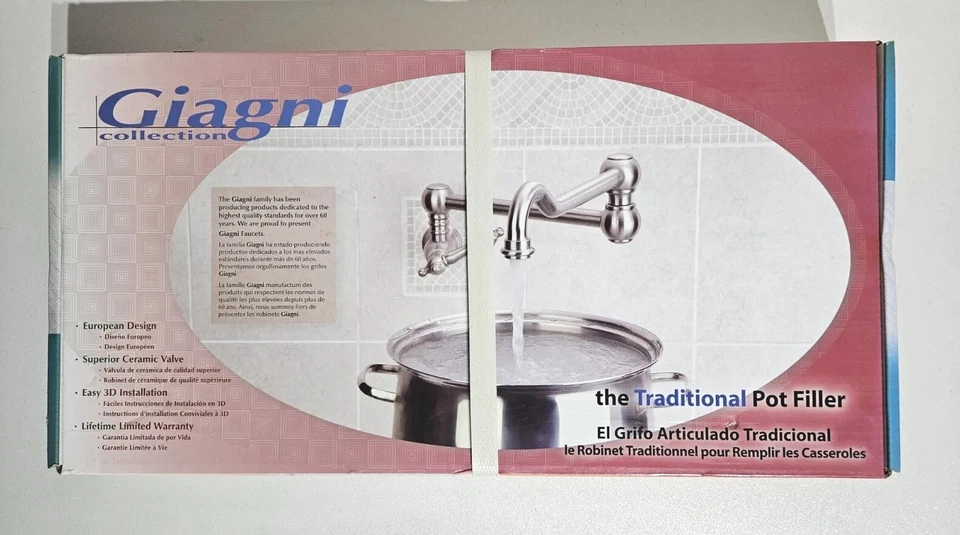 Giagni Collection The Traditional Pot Filler Satin Nickel KPT-SNI-L ☆ New - Image 1 of 4