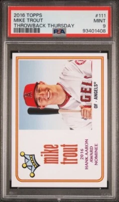 2016 Topps Throwback Thursday #TBT Online Exclusive /579 Mike Trout #111 PSA 9!! - Image 1 of 2