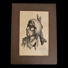 Vtg William McCarthy Native American Bust Signed Limited Edition Drawing 1975