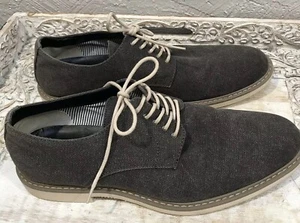 PUBLIC OPINION Mens 'Zane' Size 10 Charcoal Canvas Shoes Casual Derby Oxford - Picture 1 of 7