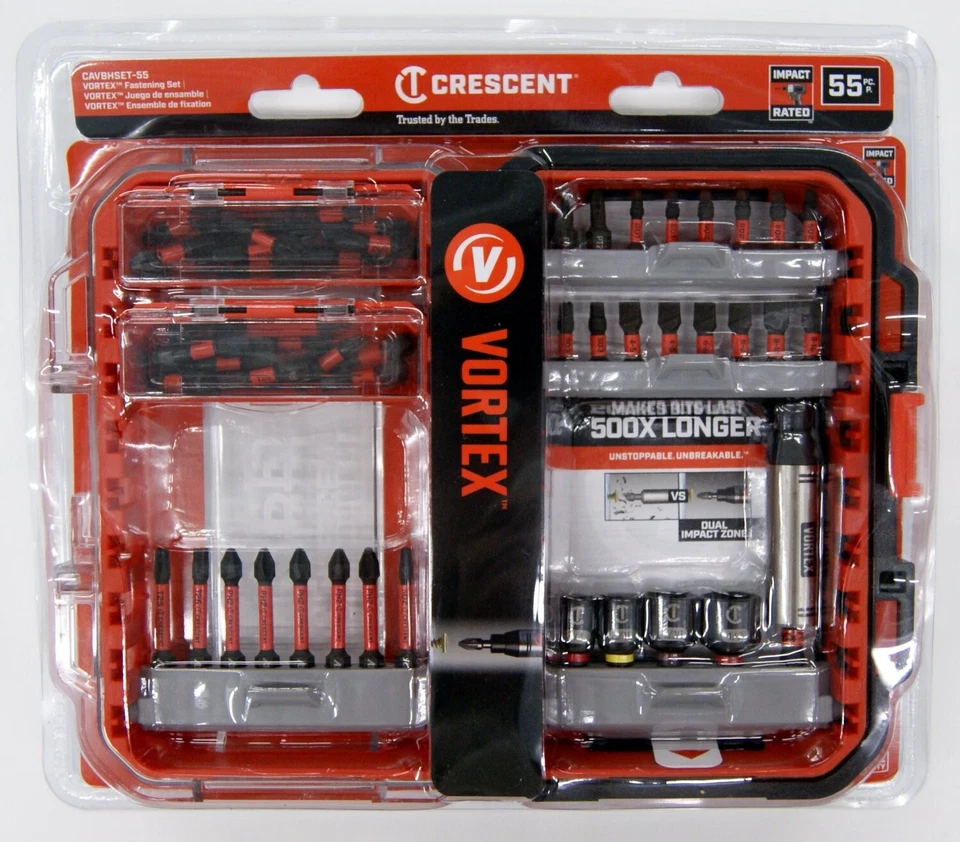 Crescent 55 Pc VORTEX Bit Holding Fastening Set Impact Rated CAVBHSET-55, SH6202 - Image 1 of 2