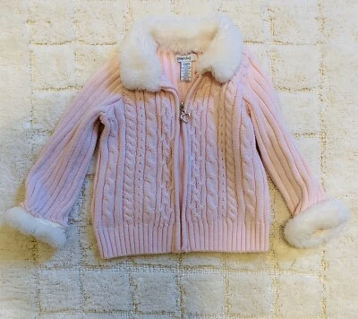 Greendog Baby Girl Toddler Pink/White Zip Sweater Size 12 Months - Image 1 of 4