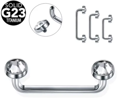 14g G23 Titanium Surface barbell Staple Gem Body Piercing bar Dermal 90 Degree - Image 1 of 4