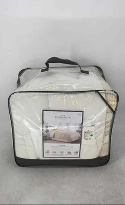 Threshold Yellow Off White Striped Queen Size 8 Piece Whately Comforter Set - Image 1 of 4