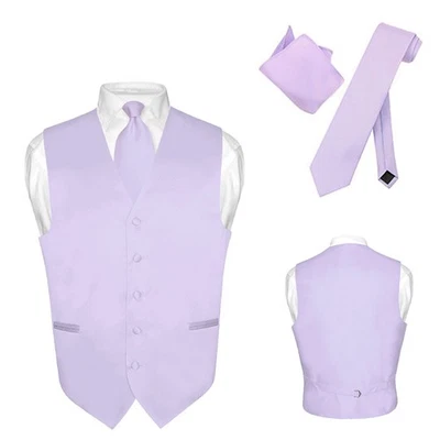 Conjunto de corbata de cuello chaleco de vestir para hombre pañuelo LAVANDA PUPILA para traje o esmoquin Foto 1 de 4