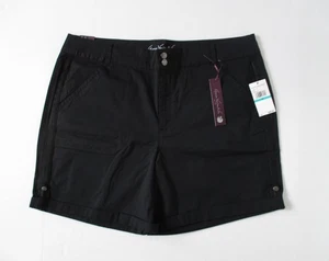 Gloria Vanderbilt-All Around Slimming Effect Black Shorts-16 Short - Picture 1 of 9
