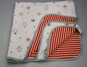 Macy's First Impressions Winter Penguins Reversible Baby Blanket NWT - Picture 1 of 8