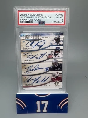 Calvin Johnson Marshall Pearson Bolden 2009 SP Signatures Quad Auto 07/15 PSA 8 - Image 1 of 4