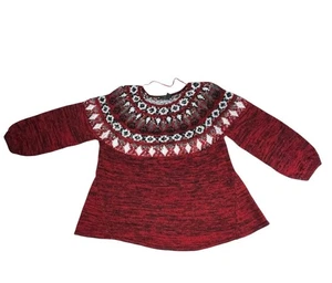 Style & Co Women’s Red Fair Isle Sweater Size 1X Acrylic Blend Pullover - Picture 1 of 5