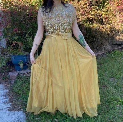 Vintage Emma Domb CA ombré gold sequin gown Size 16 - Image 1 of 4