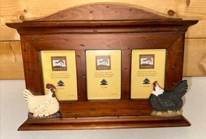 Chicken 3 Part Photo Frame Deco Warren Kimble Wood Resin Hang Or Stand 2x3 - Picture 1 of 6