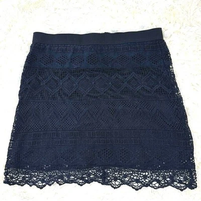 Minifalda de ganchillo azul marino American Eagle forrada fiesta talla 8 boho chic retro funky Foto 1 de 4