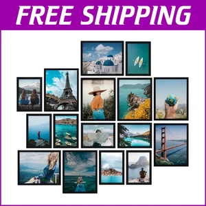 Sleek Black Minimalist Picture Frames 16-Pack for Creative Photo Collages - Picture 1 of 9