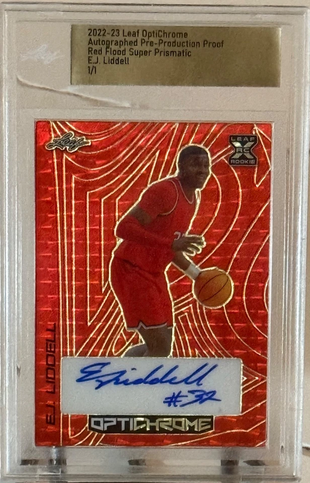 2022 LEAF OPTICHROME AUTOGRAPHS  EJ LIDDELL RED FLOOD SUPER PRISMATIC 1/1 - Image 1 of 2