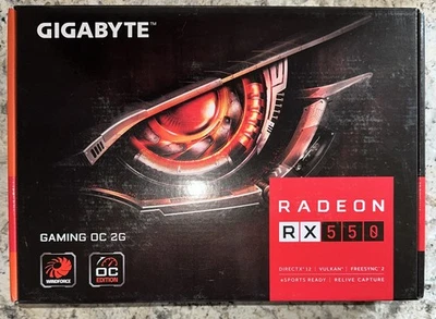 2GB Gigabyte AMD Radeon RX550 GDDR5 DVI DP HDMI PCI-e Graphics Video Card OC 2G - Image 1 of 4