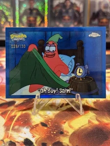 2025 Topps Cromo Bob Esponja Pantalones Cuadrados Patrick Oh Boy! 3am! Refractor azul/150 - Imagen 1 de 2