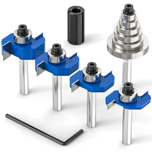 4 Stck. Falzfräser 1/4 Zoll Schaft mit 6 Lagern Set - 1/16 Zoll, 3/16 Zoll, 1/4 Zoll...  - Bild 1 von 6