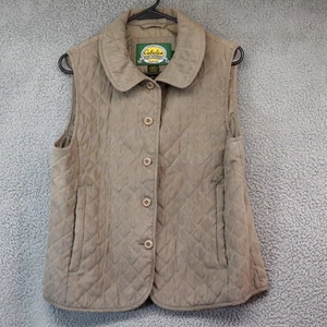 Cabala’s Women Diamond Quilted Faux Suede Button Up Vest Medium Sage Beige - Picture 1 of 8