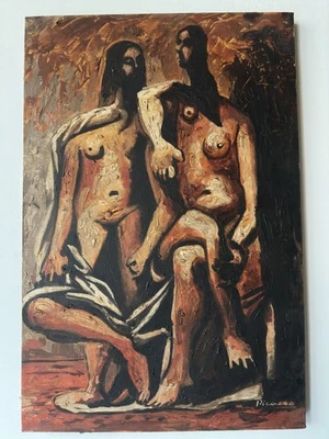 Pablo Picasso Artist Oil Painting Canvas Signed Stamped Hand Handmade Vintage - Image 1 of 4