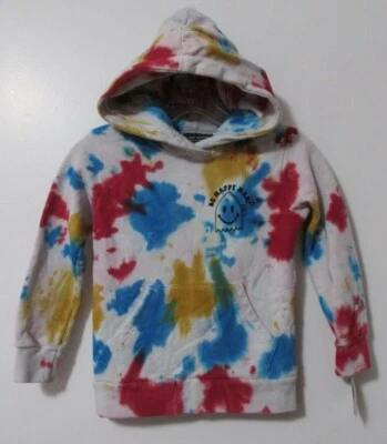 Tiny Whales "Be Happy Man" Tie-Dye Hoodie Red, Yellow, Blue Youth Kids Child  - Image 1 of 4