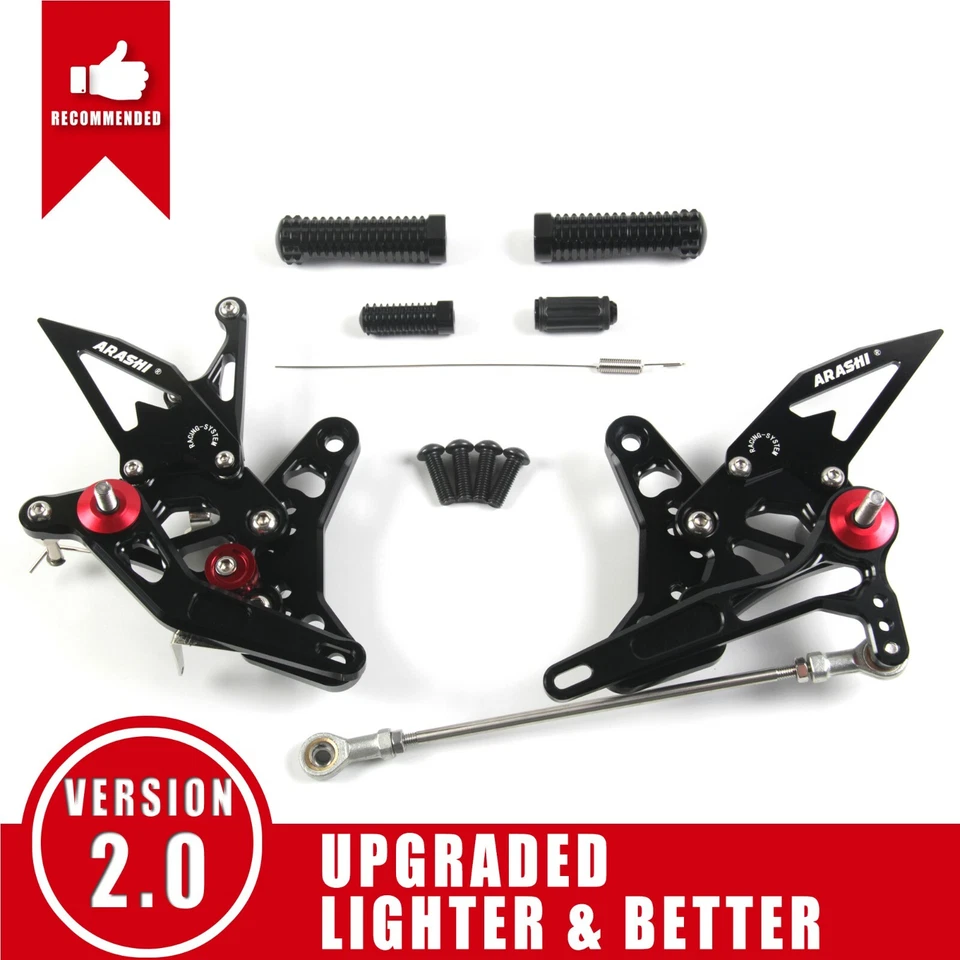 Reposapiés ajustables negro para Suzuki SV650 SV650S SV650X ABS 2016-2023 Foto 1 de 4