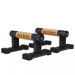 GORILLA SPOaRTS® Liegestützgriffe Holz Stahl Parallettes Calisthenics - Bild 1 von 6