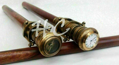 Brújula Reloj En La Parte Superior Telescopio Mango Estilo Bastón Bastón Lote Completo de 2 Foto 1 de 4