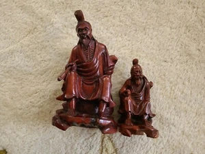 Chinese antique wood figure carved statues - Picture 1 of 12