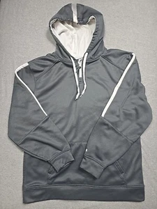 Badger Sport Sweater Mens Medium Grey Sweatshirt Hoodie Striped Sleeve - Picture 1 of 14
