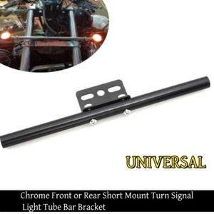 Black Front Rear Short Mount Turn Signal Light Tube Bar Bracket for Harley Dyna - Picture 1 of 9