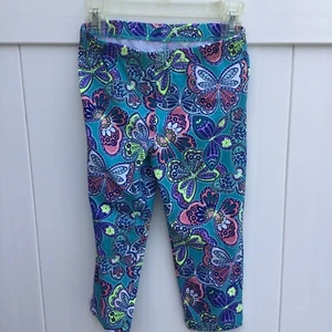 NWOT Girls Faded Glory Size 7 Leggings Stretch Pants Teal Multicolor Butterflies - Picture 1 of 3