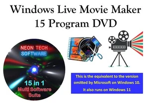 Windows Live Movie Maker & Photo Gallery Software Unlimited PC - 15 PROGRAM DVD - Picture 1 of 1
