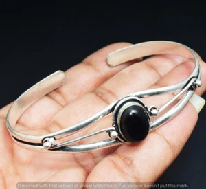 Schwarzer Onyx Edelstein ethnisch Handarbeit verstellbar Armreif Schmuck 15GM GBN-11191 - Bild 1 von 1
