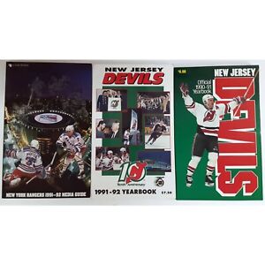 New Jersey Devils Hockey New York Rangers Lot Of 3 1990's Yearbooks Guides