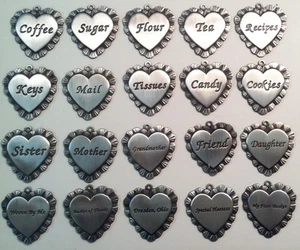 basket tie-on pewter tie on 2" wide heart charms  Longaberger heart medallion  - Picture 1 of 3