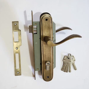 large French style Large mortise lock & lever handles solid brass Door Lock Keys - Picture 1 of 11
