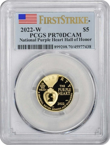 2022-W National Purple Heart Hall of Honor Commem $5 Gold PR70DCAM FS PCGS Cover