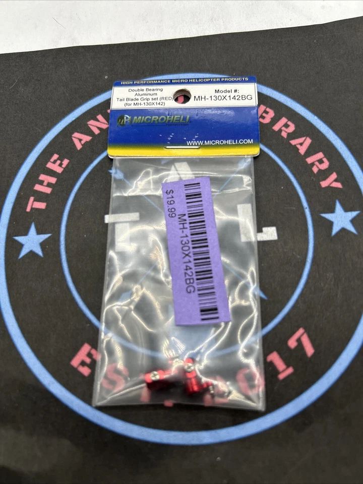 MicroHeli. MH-130X142BG. Double Bearing Alum Tail Grip Set. Red. Blade 130X - Image 1 of 1