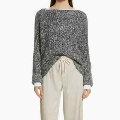 MUJER VINCE NEGRO BLANCO JASPEADO TEJIDO LINO CUELLO BARCO JERSEY JERSEY M Foto 1 de 4