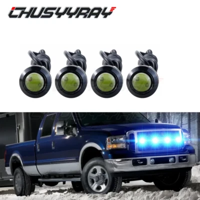 4x LED Blue Grille Light Universal Kit Fit Mercedes Benz C300 C350 2008-2010 - Image 1 of 4