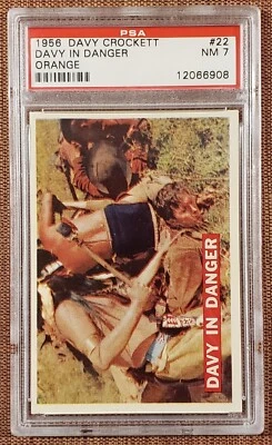 1956 Orange Davy Crockett #22 Davy In Danger Original Collector Card PSA 7 NM - Image 1 of 2