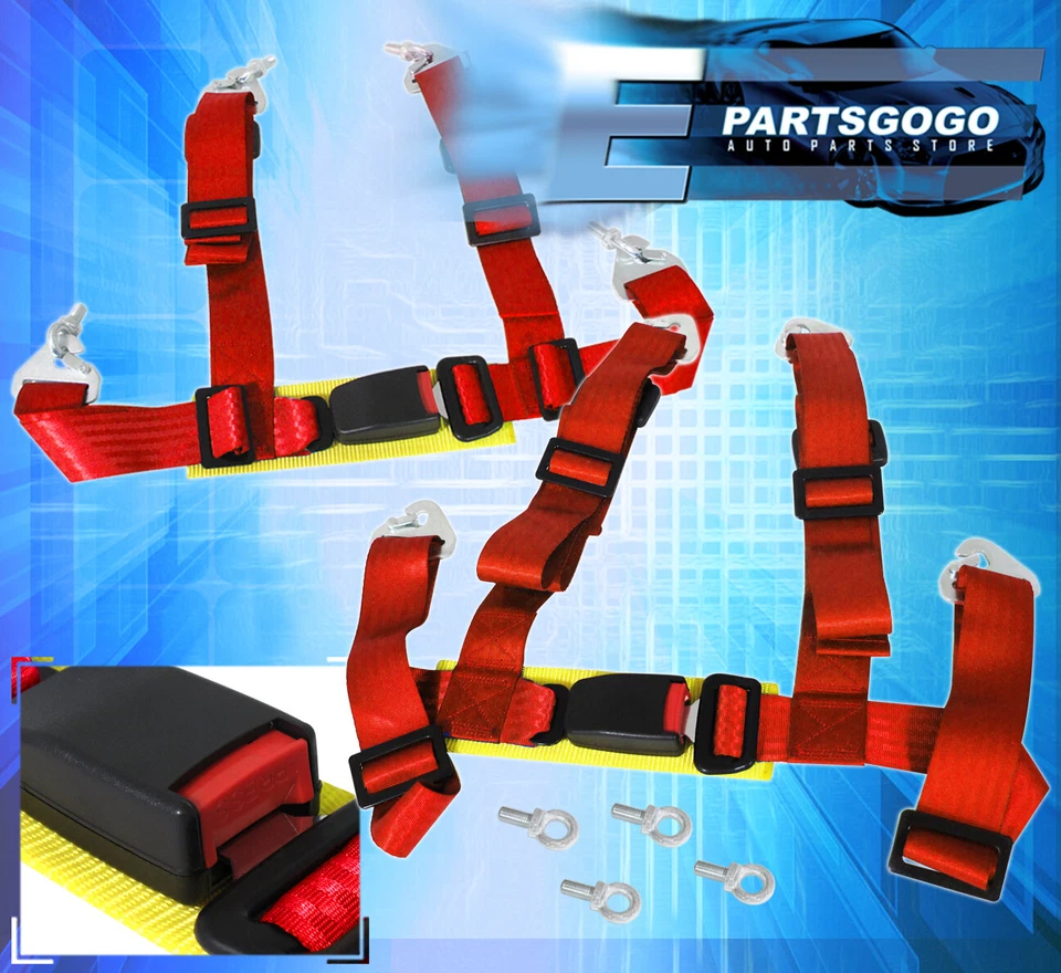 For Bmw 2X 2Inch 4-Point Seat Belt Quick Release Harness Strap Drifting Red - Imagem 1 de 1